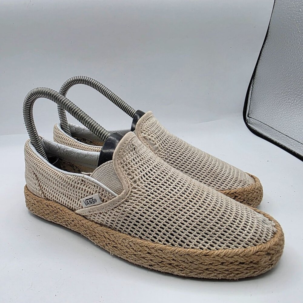Vans Classic Slip On Espadrille Womens Size 5.5 Beige Shoes Casual Walking Beach